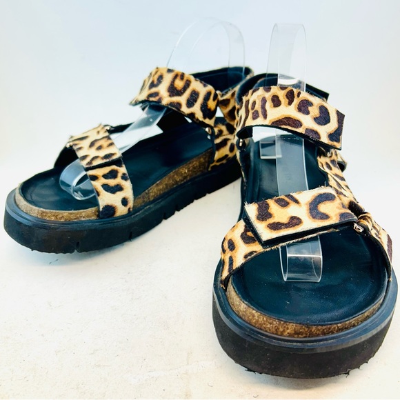 All Black Shoes - ALL BLACK Footwear Jungle Leopard Print Lowform Adjustable Flat Sandals 39 8.5